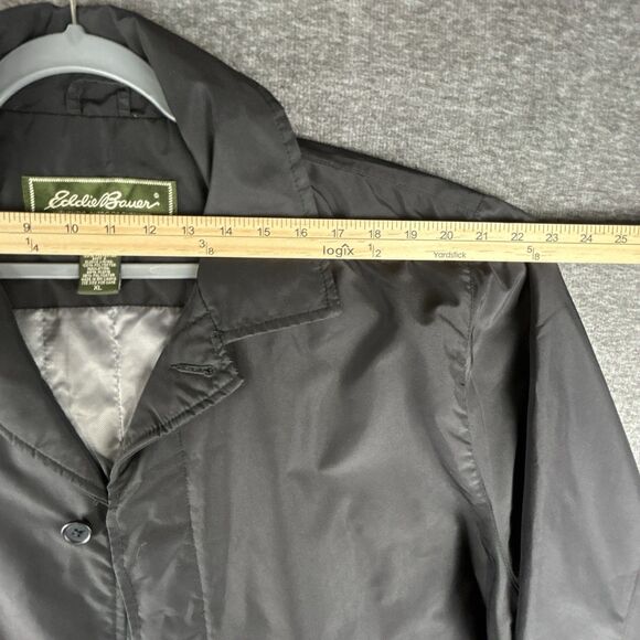 Eddie Bauer Trench Coat Men’s XL Black Lightweight Water Repellent Packable - Picture 7 of 9